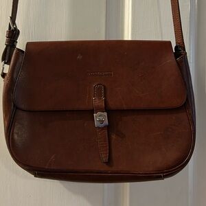 Dooney & Bourke Brown Leather Crossbody Saddle Bag